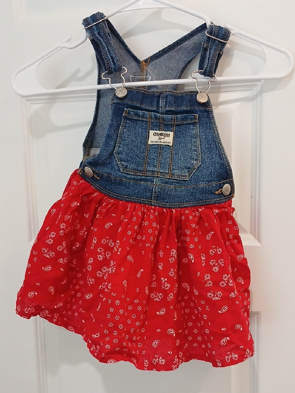 OshKosh B'gosh Red and Denim Overalls Dress